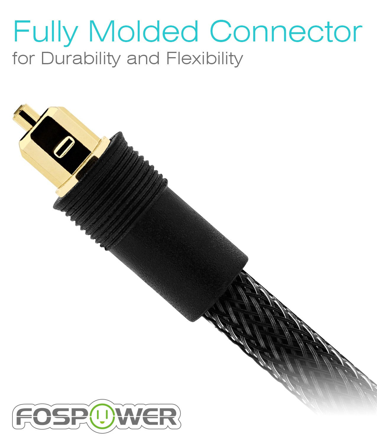 24K Gold Plated Toslink Digital Fiber Optical Audio Cable (S/PDIF) - [Zero RFI & EMI Interference] Metal Connectors & Ultra Durable Nylon Braided Jacket (3Ft)