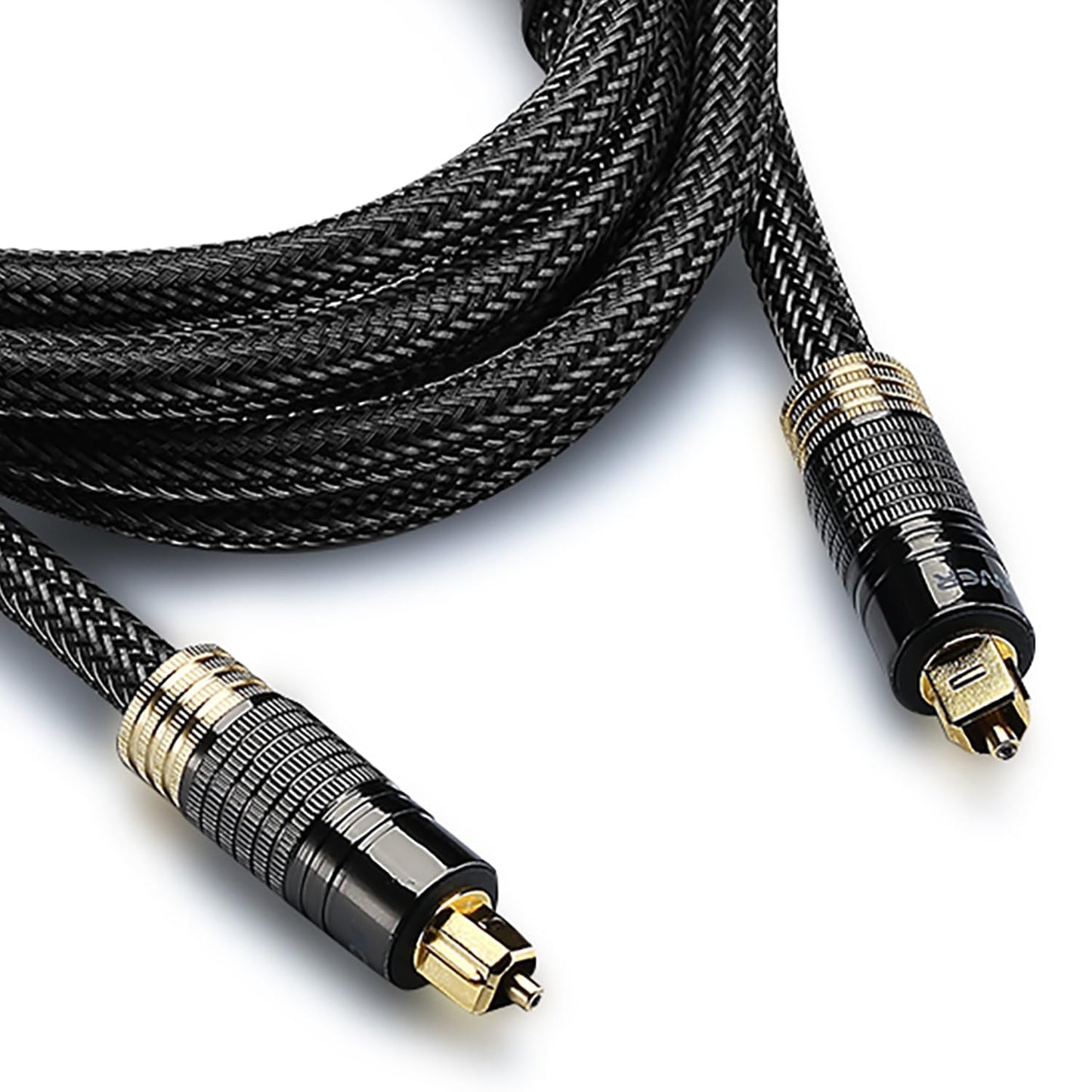 24K Gold Plated Toslink Digital Fiber Optical Audio Cable (S/PDIF) - [Zero RFI & EMI Interference] Metal Connectors & Ultra Durable Nylon Braided Jacket (3Ft)